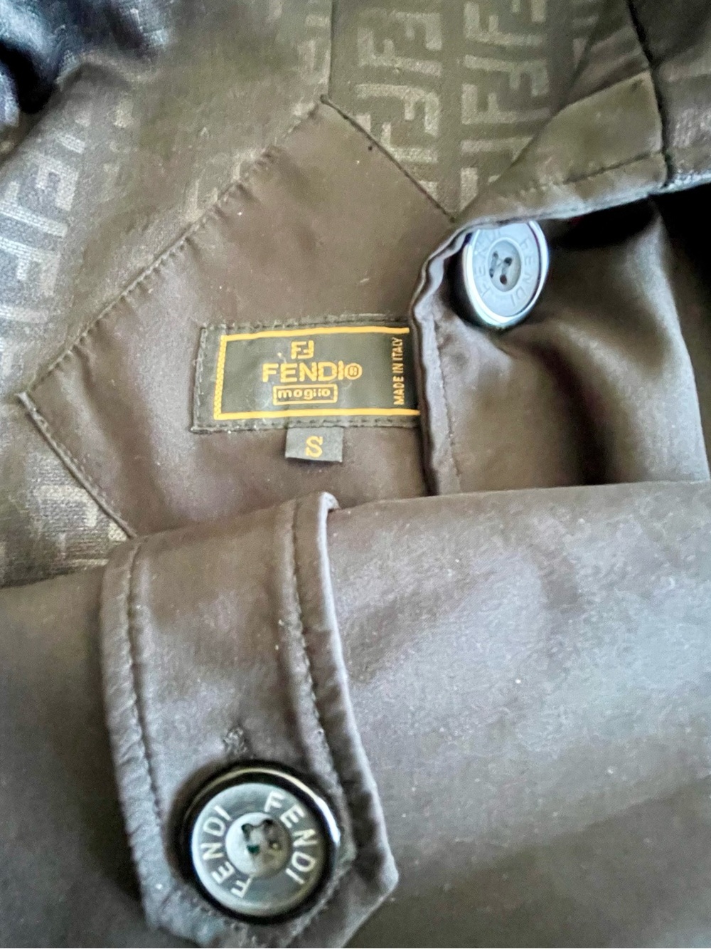 Fendi Silk Trench Coat with Zucca Silk Wool Blend Lining Vintage - Picture 10 of 17